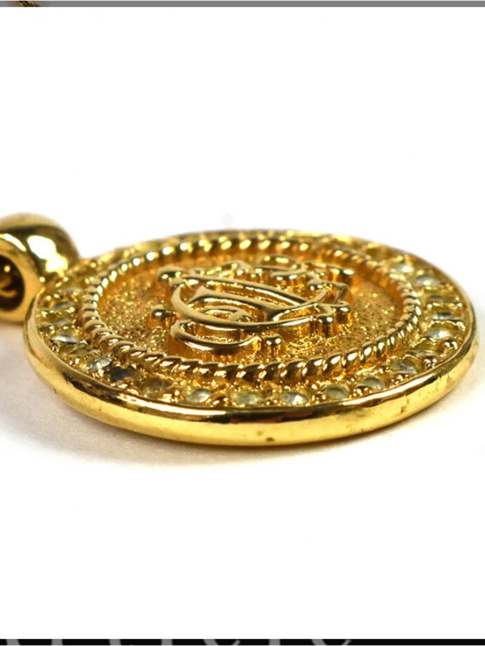 Dior Gold-Tone Emblem Coin Pendant Necklace - Picture 4 of 7